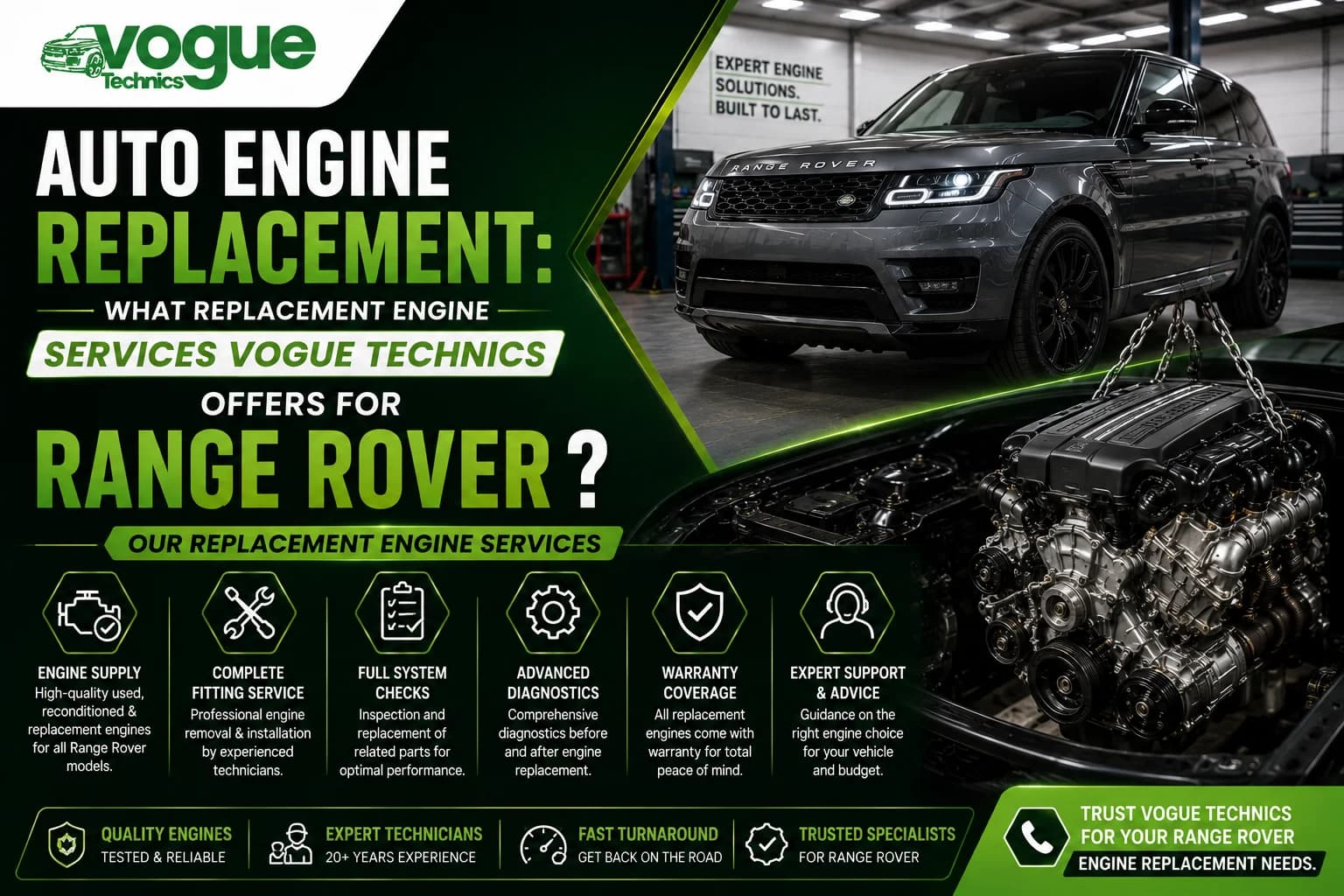 Auto Engine Replacement: What Replacement Engine Services Vouge Technics Offers for Range Rover?