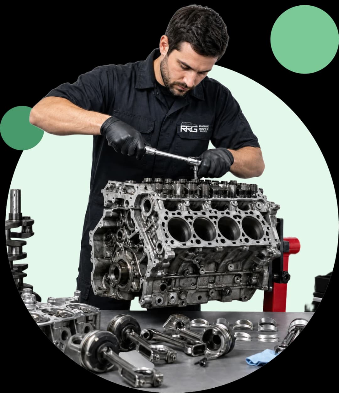 Engine specialist at work