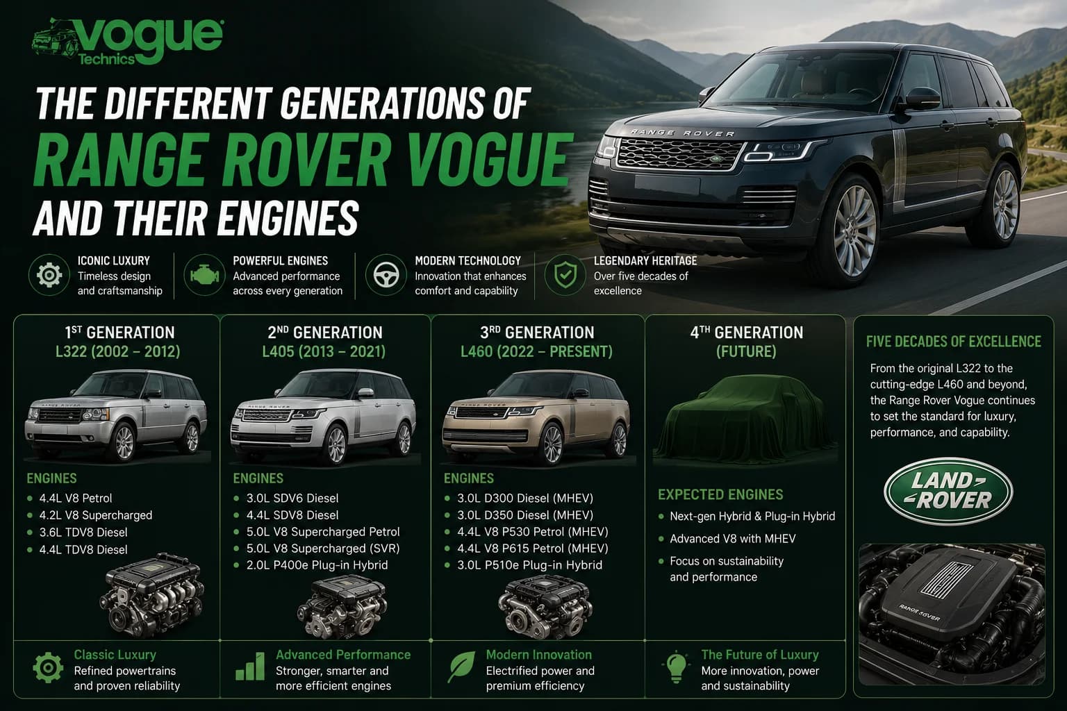 The Different Generations of Range Rover Vogue and Their Engines