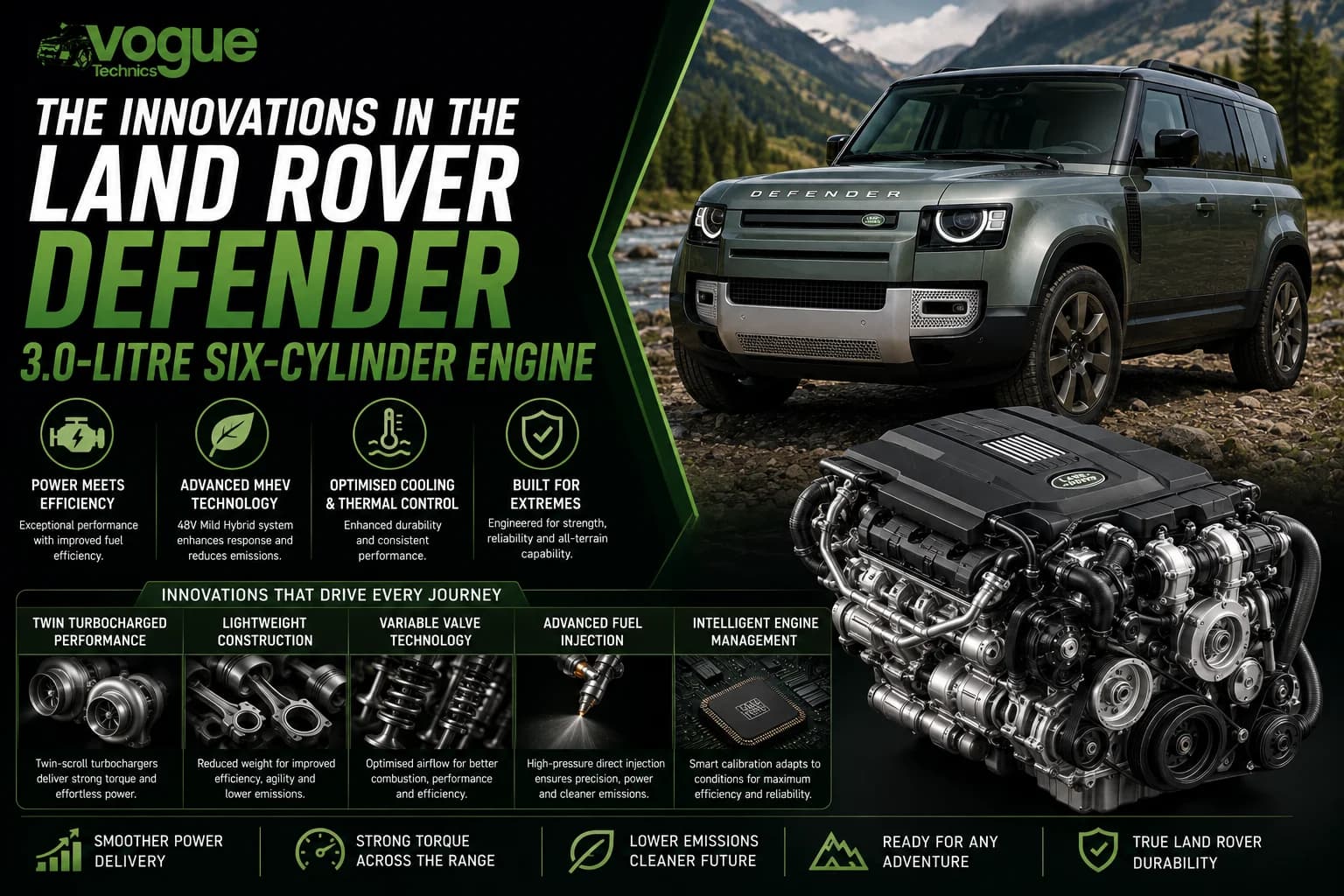 The Innovations in the Land Rover Defender 3.0-Litre Six-Cylinder Engine