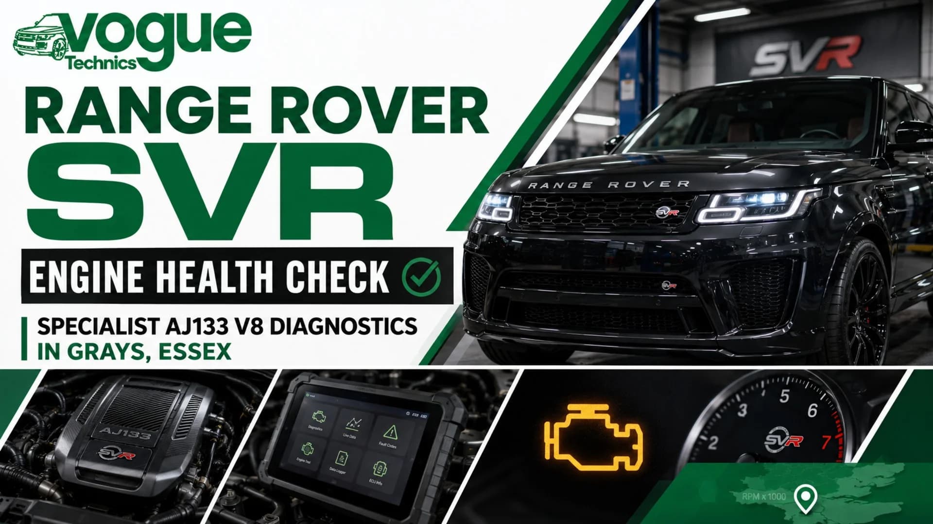 Range Rover SVR Engine Health Check | Specialist AJ133 V8 Diagnostics in Grays, Essex